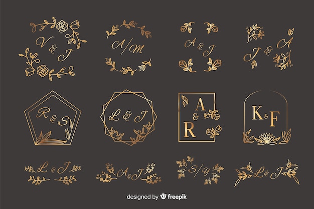 Vector gratuito colección de monograma de boda ornamental