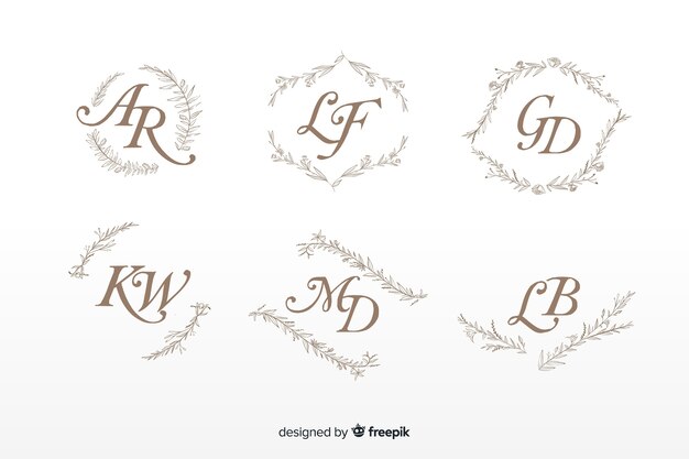 Colección de monograma de boda ornamental