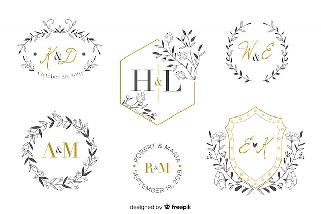 Colección de monograma de boda ornamental