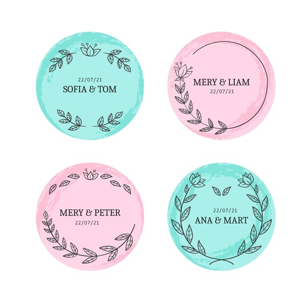 Colección de monogramas de boda pintados a mano.