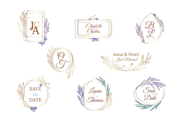 Vector gratuito colección de monogramas de bodas