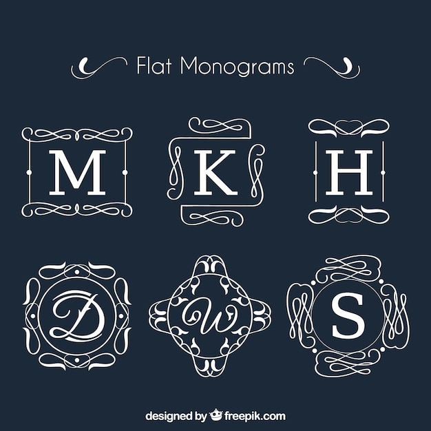 Vector gratuito colección de monogramas en diseño plano