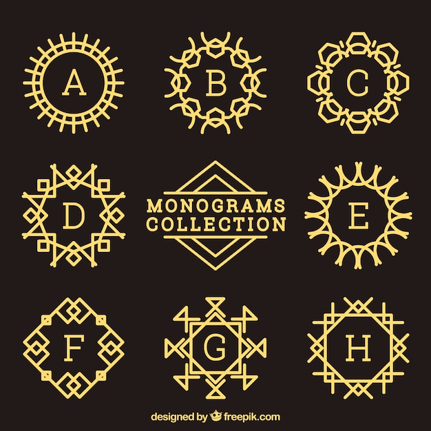 Colección de monogramas dorados decorativos