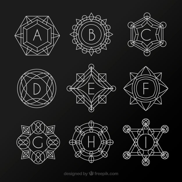 Colección de monogramas de formas geométricas