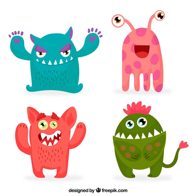 Colección de monstruos coloridos