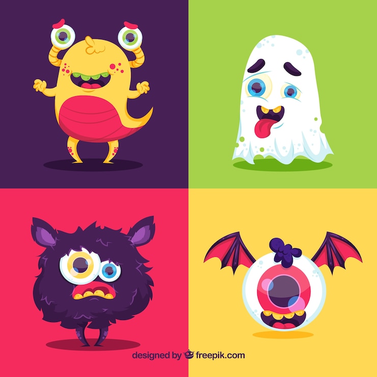 Vector gratuito colección de monstruos coloridos