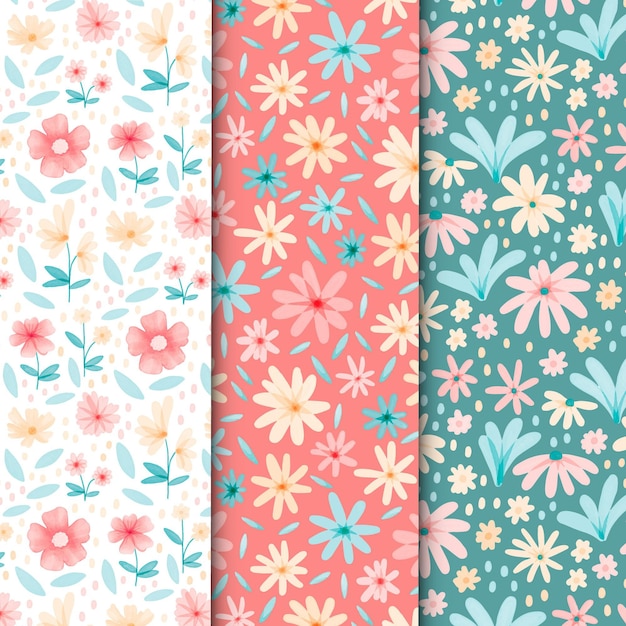Colección de motivos florales de acuarela abstracta