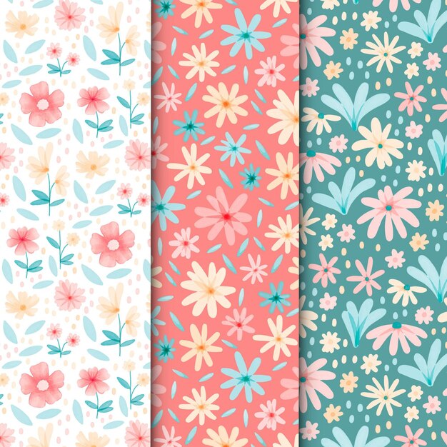 Colección de motivos florales de acuarela abstracta