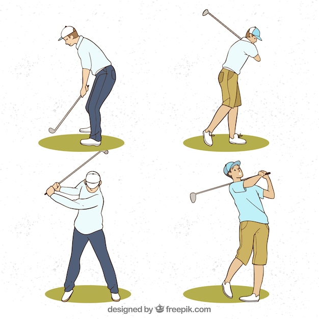 Colección de movimientos de golf en estilo hecho a mano