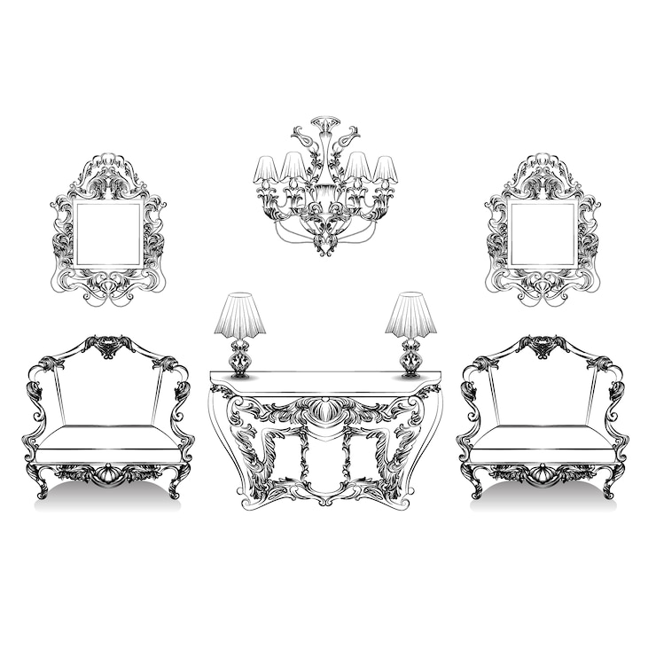 Vector gratuito colección de muebles lujosos