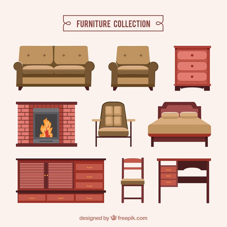 Vector gratuito colección de muebles realistas