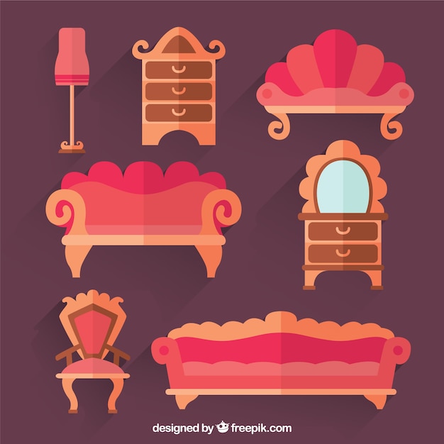 Vector gratuito colección de muebles retro