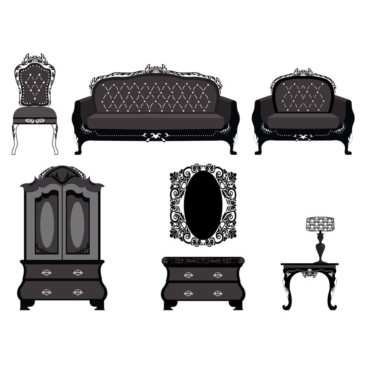 Vector gratuito colección de muebles vintage