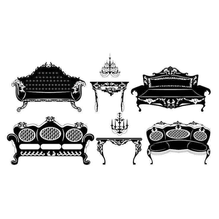 Vector gratuito colección de muebles vintage