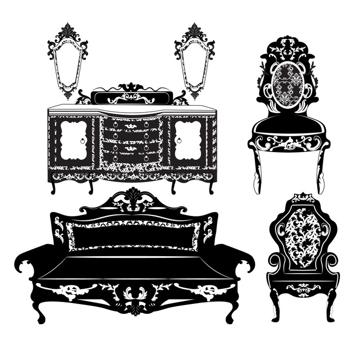 Vector gratuito colección de muebles vintage