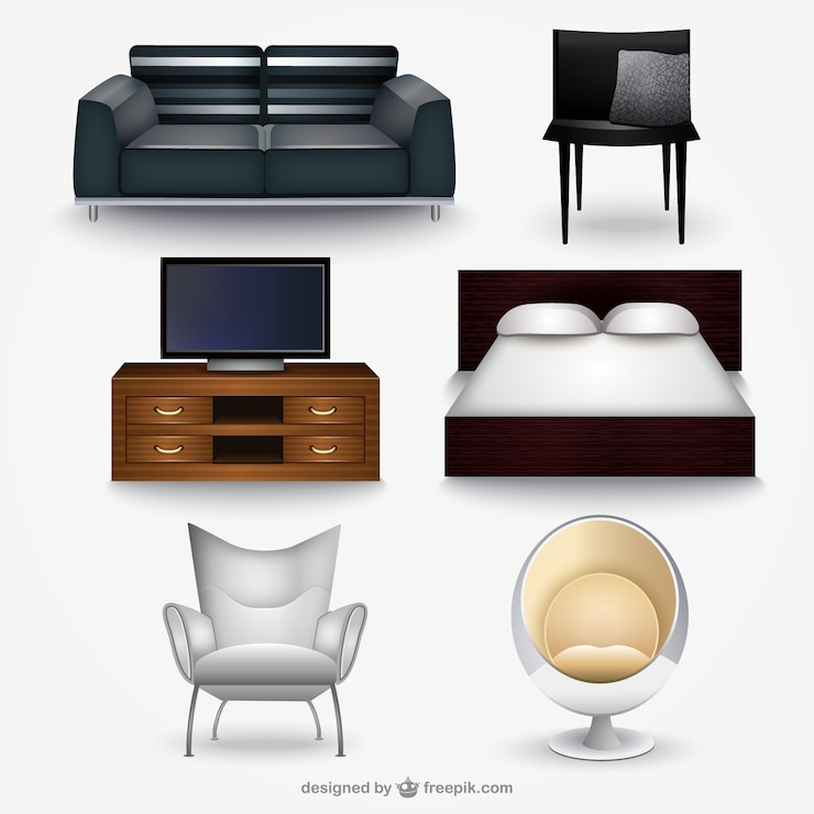 Vector gratuito colección de muebles