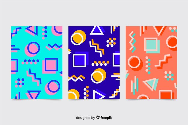Colección muestra de folletos estilo memphis