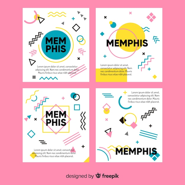 Vector gratuito colección muestras de folletos estilo memphis