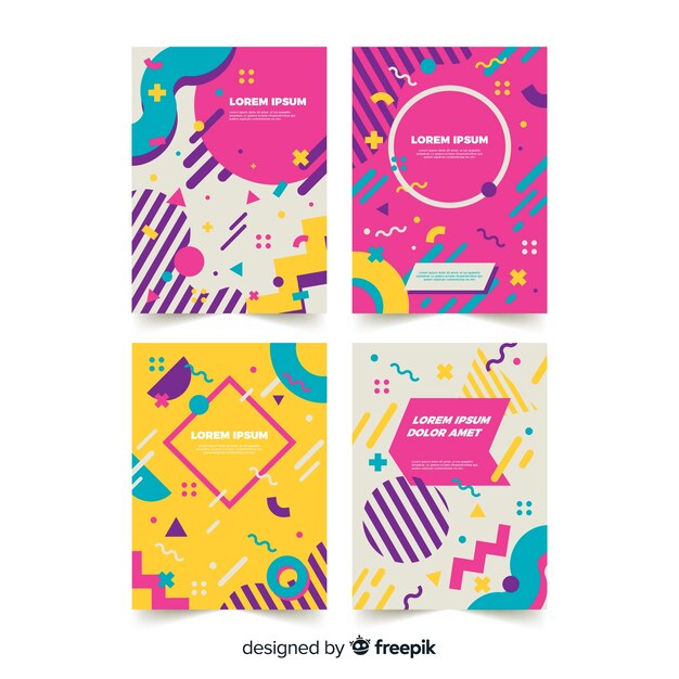 Colección muestras de folletos estilo memphis