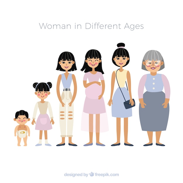 Colección de mujeres asiáticas en edades diferentes