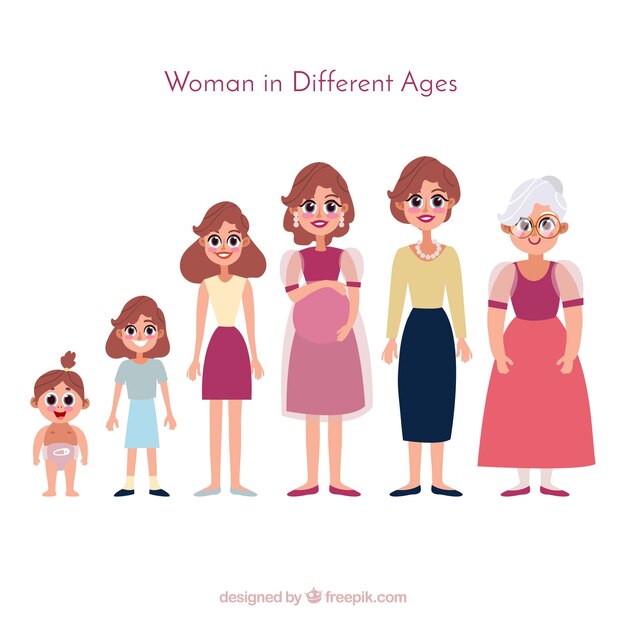 Colección de mujeres blancas en edades diferentes