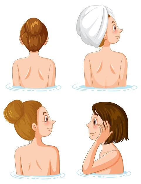 Colección de mujeres disfrutando de tratamientos de spa.
