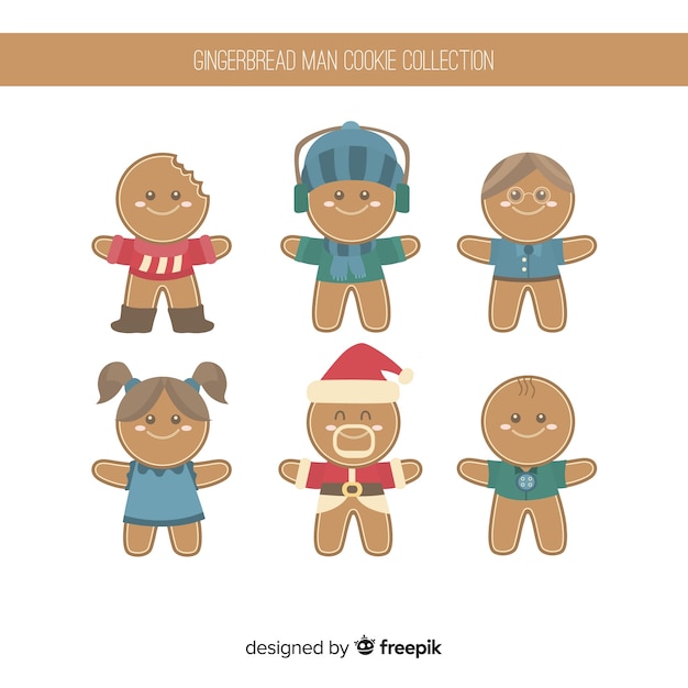 Vector gratuito colección de muñecos de galleta de jengibre