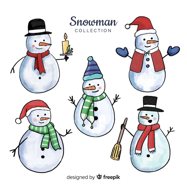 Vector gratuito colección de muñecos de nieve dibujados a mano