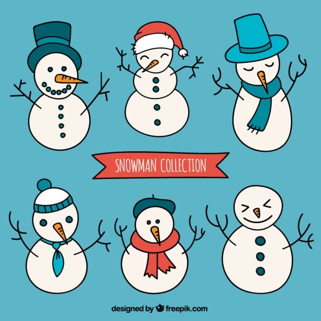 Colección de muñecos de nieve esbozados