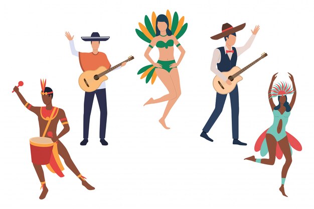 Colección de músicos del carnaval brasileño.