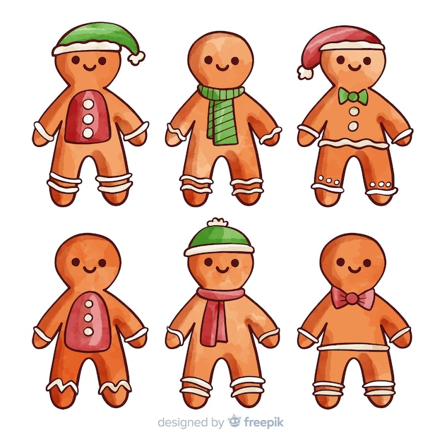 Colección navidad galletas pan de jengibre sonriendo