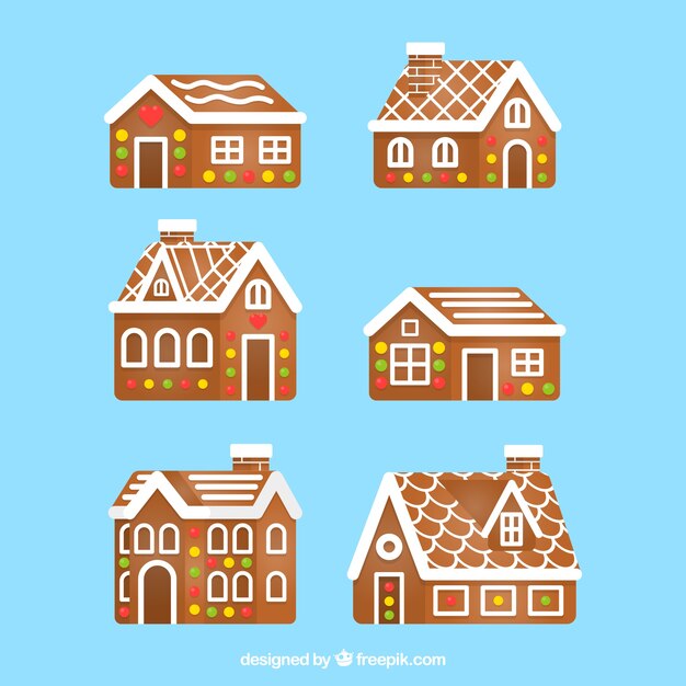 Colección navideña de seis casas de jengibre
