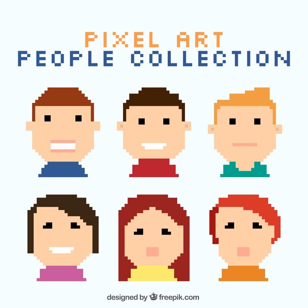 Colección de ni niños pixelados 