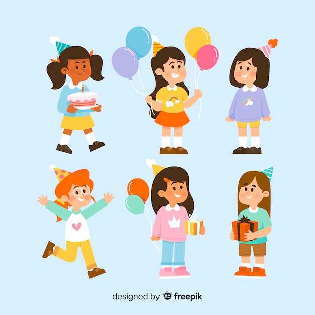 Vector gratuito colección de niños de cumpleaños