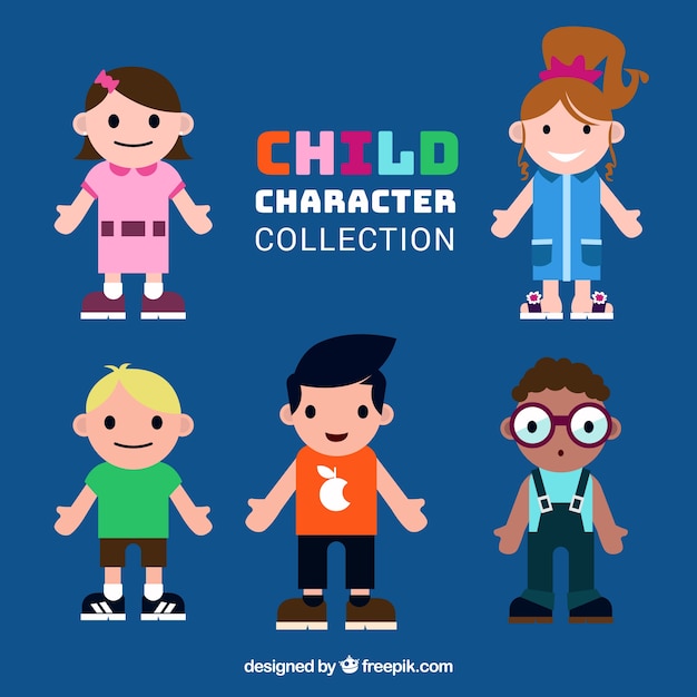 Vector gratuito colección de niños en diseño plano