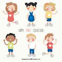 Vector gratuito colección de niños felices bonitos