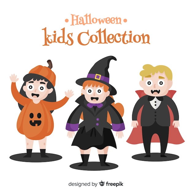 Vector gratuito colección de niños de halloween