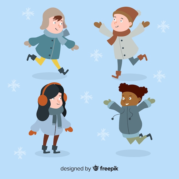 Colección niños invierno jugando