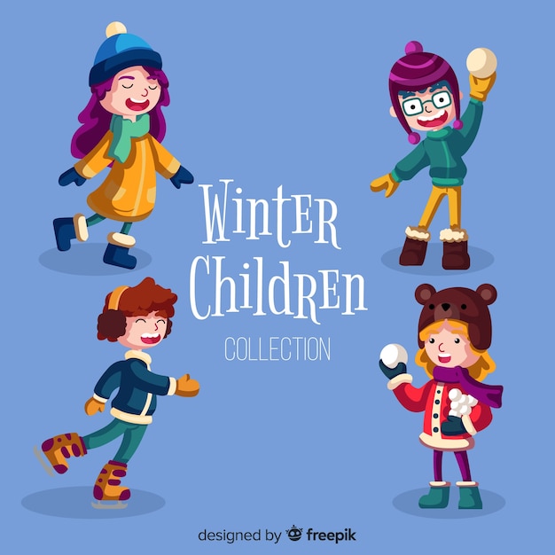 Colección de niños de invierno