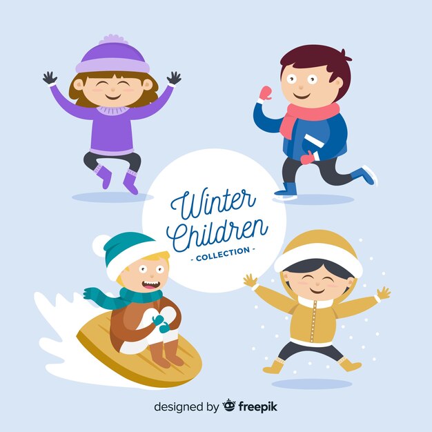 Colección de niños de invierno