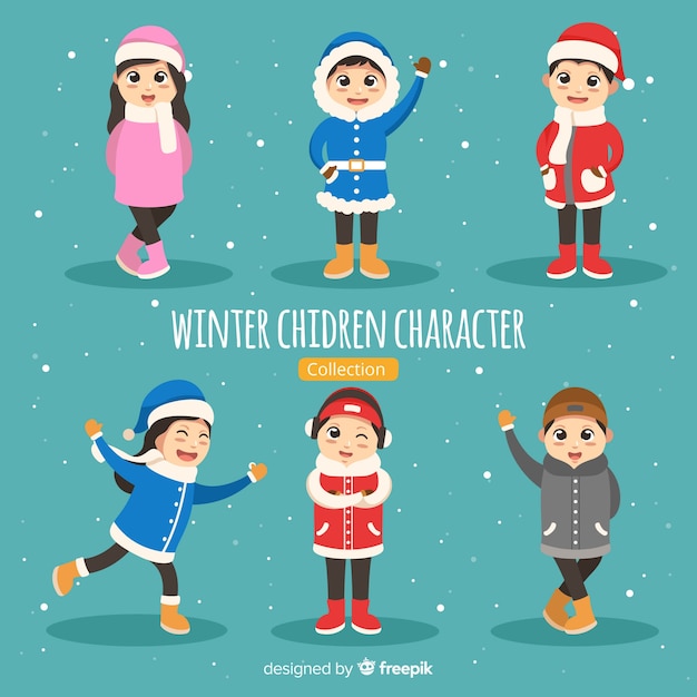 Vector gratuito colección de niños de invierno