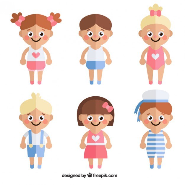 Colección de niños lindos en diseño plano