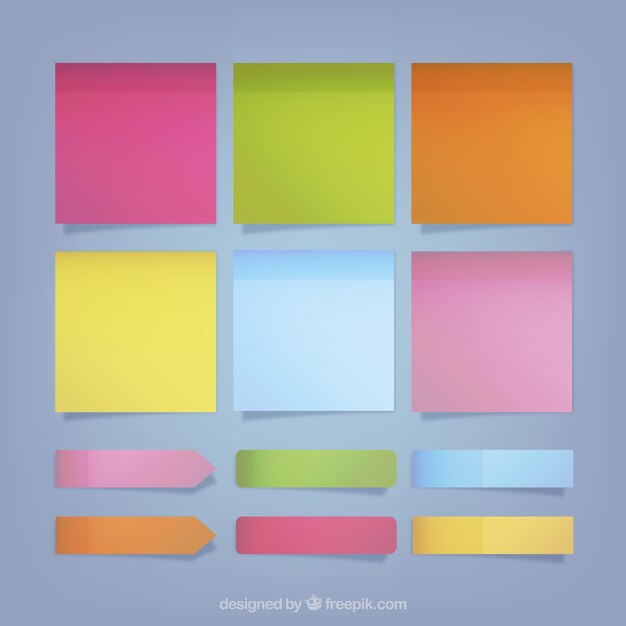 Colección de notas adhesivas de colores
