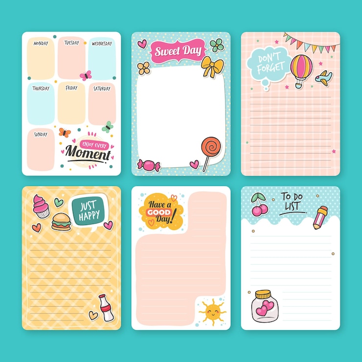 Vector gratuito colección de notas y tarjetas de scrapbook