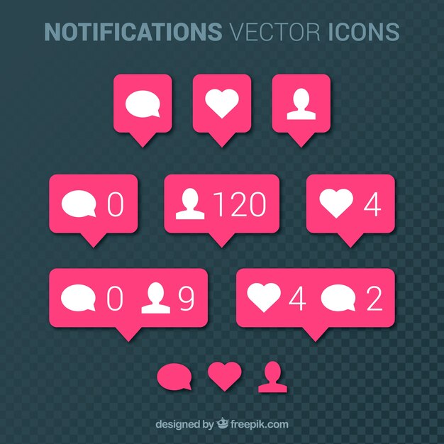 Vector gratuito colección de notificaciones de instagram