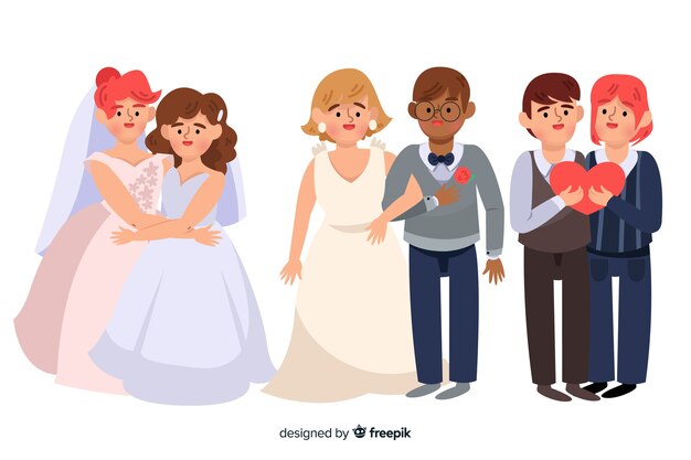 Colección de novios de diseño plano