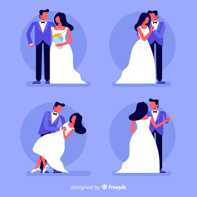 Vector gratuito colección de novios juntos