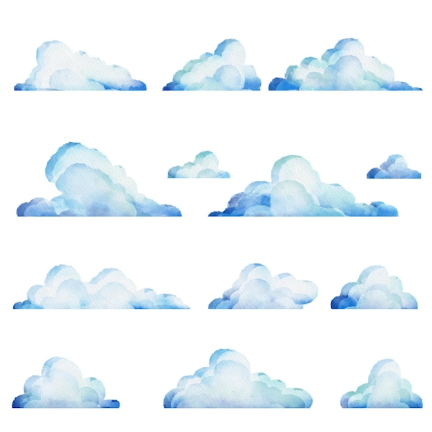 Vector gratuito colección de nubes de acuarela