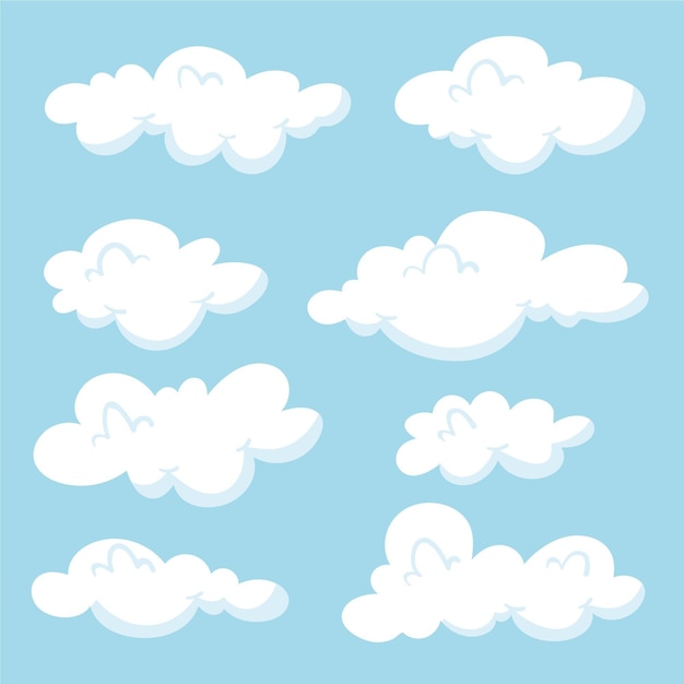 Vector gratuito colección nubes dibujadas a mano