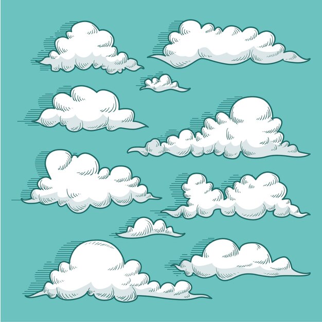 Colección nubes dibujadas a mano